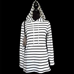 NWT Papillon Small Black & White Striped Long-Sleeve Hoodie